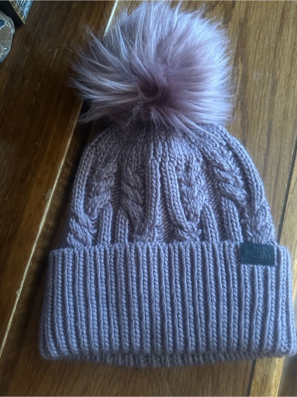 The North Face Women’s Purple Pom Cable Knit Beanie